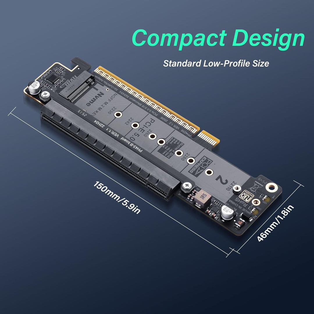 SinLoon PCIe 5.0 X16 Erweiterungskarte, PCIe Bifurcation Riser Card, Teilt X16 Slot in X8+X4+X4, Unt