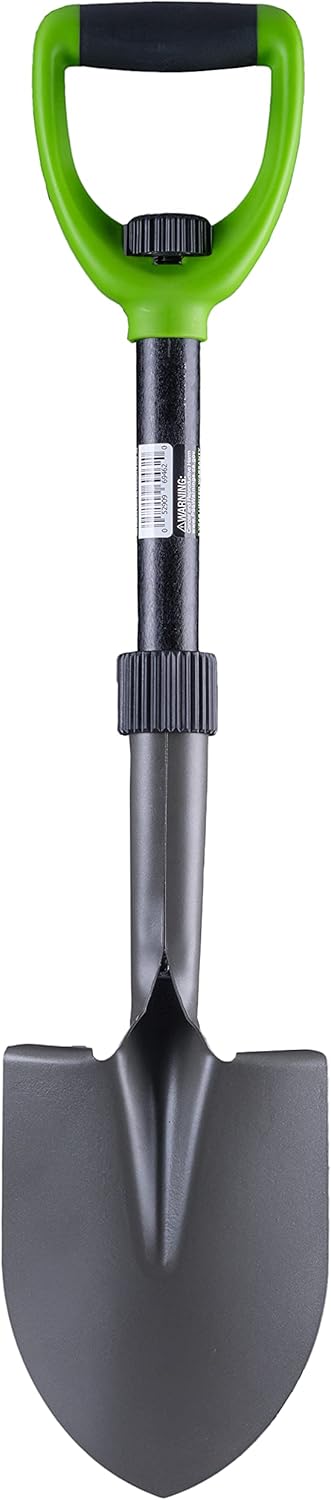 Earthwise Mini-Schaufel aus Karbonstahl, D-Griff, kompakt, zusammenklappbar, 66,5 cm