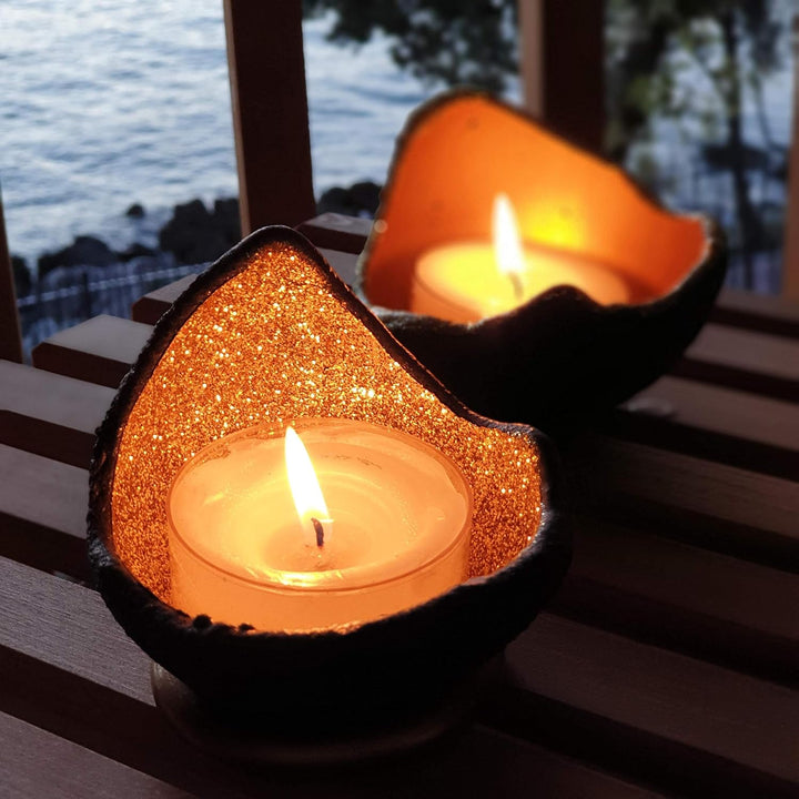 Lichtschale sundowner - S (15cm) - Beton schwarz - grau - Unikat handmade - Windlicht - Geburtstagsg