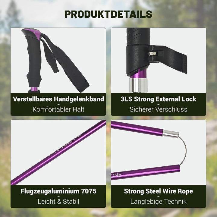 Nordic Walking Stöcke für Damen und Herren, 2PC wanderstöcke teleskop faltbar, Hochwertige Walking S