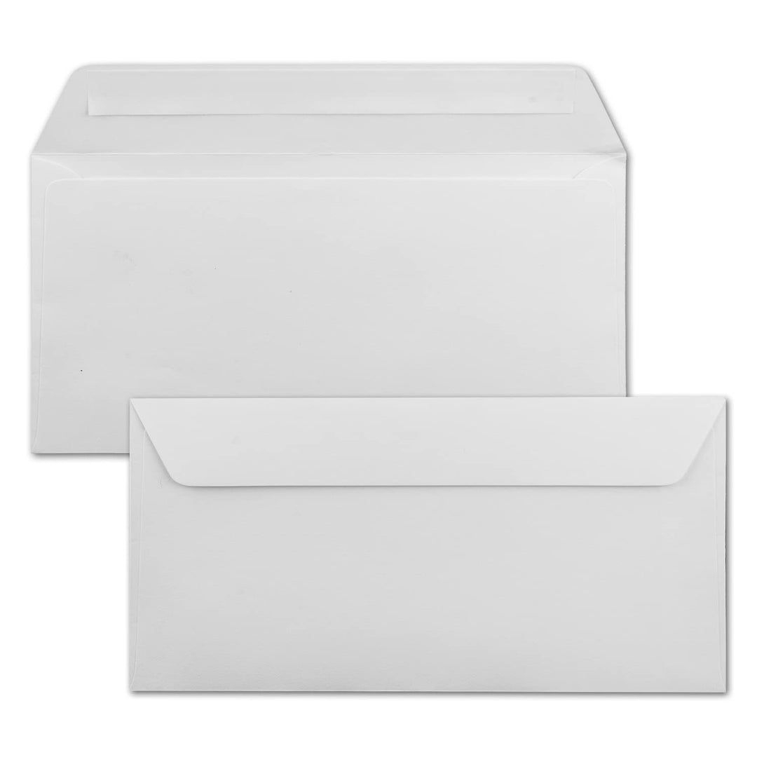 100x Briefumschläge DIN Lang - 11 x 22 cm - Haftklebung - Farbe: Weiss - 100 Gramm pro m² - ohne Fen