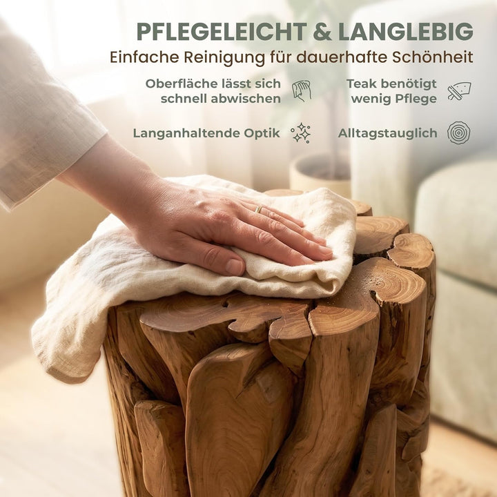 Möbel Bressmer XILON Holzsäule Podest Teakholz massiv Ø 35 cm x Höhe 60 cm - Nachhaltigem Holz 100%