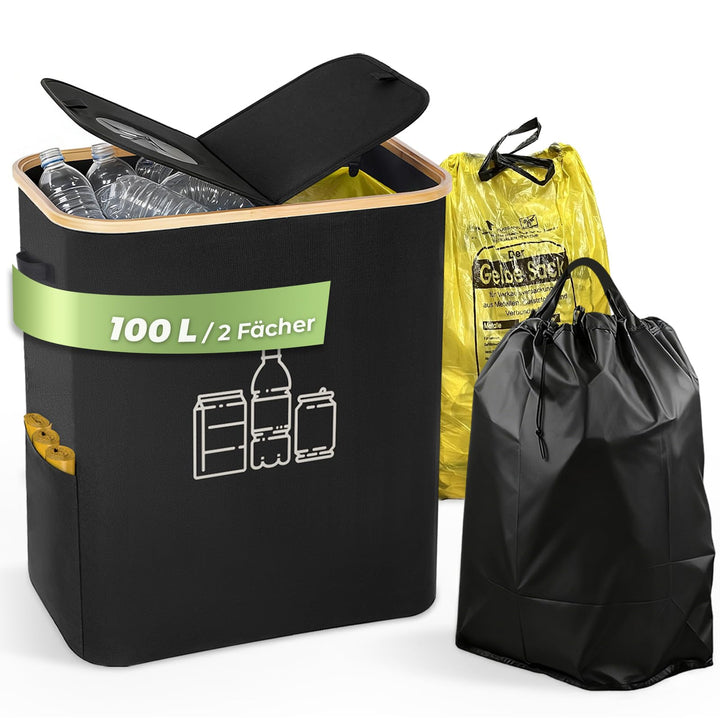 100L Gelber Sack Ständer mit Pfandflaschen Sammelbehälter, Für 60L-120L Gelber Sack, Gelber Sack Mül