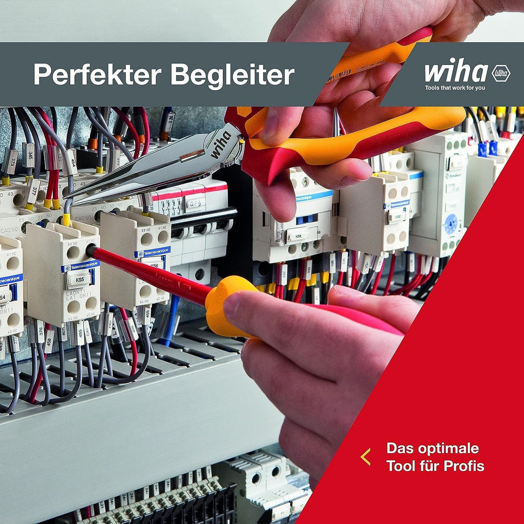 Wiha Flachrundzange Professional electric mit Schneide I ca. 40° gebogene Form I VDE geprüft I Radio