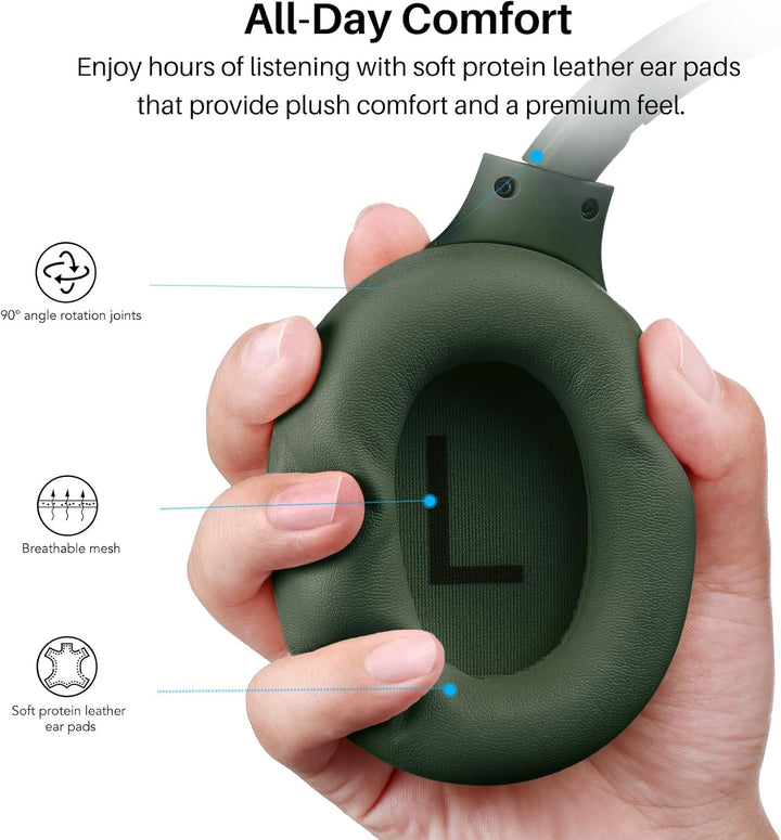 TOZO HT3 Kopfhörer Kabellos Bluetooth Over Ear, Noise Cancelling Kopfhörer mit 5 Mics,90 Std, Hi-Res