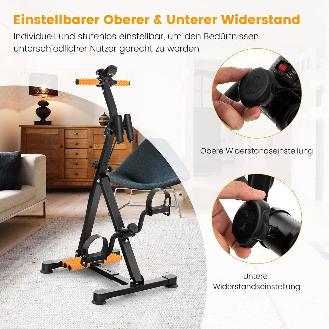 COSTWAY Pedaltrainer für Senioren, Arm und Beintrainer mit LCD Display, Bewegungstrainer höhen- & lä