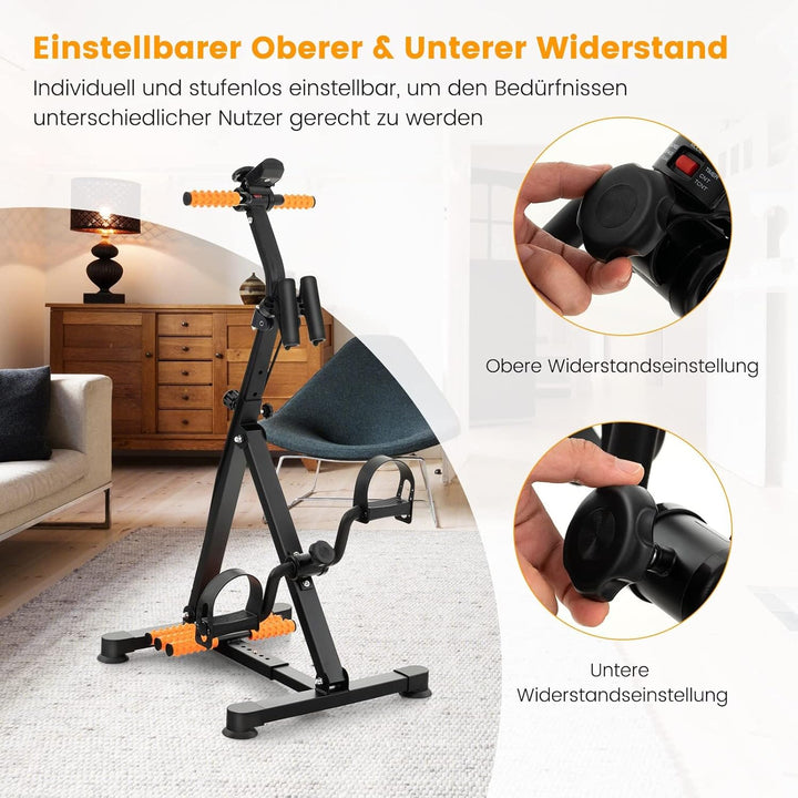 COSTWAY Pedaltrainer für Senioren, Arm und Beintrainer mit LCD Display, Bewegungstrainer höhen- & lä