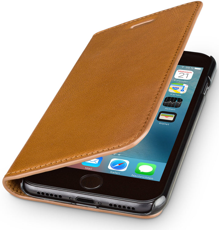 WIIUKA Echt Ledertasche - TRAVEL Nature - für Apple iPhone SE (2020), iPhone 8 und iPhone 7 - DEUTSC