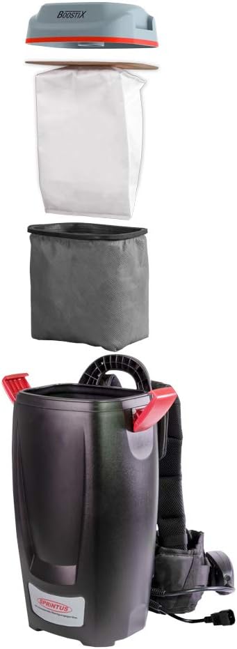 Sprintus 119001, Rucksacksauger, Schwarz, Rot, Grau, 890 W, 6 liters