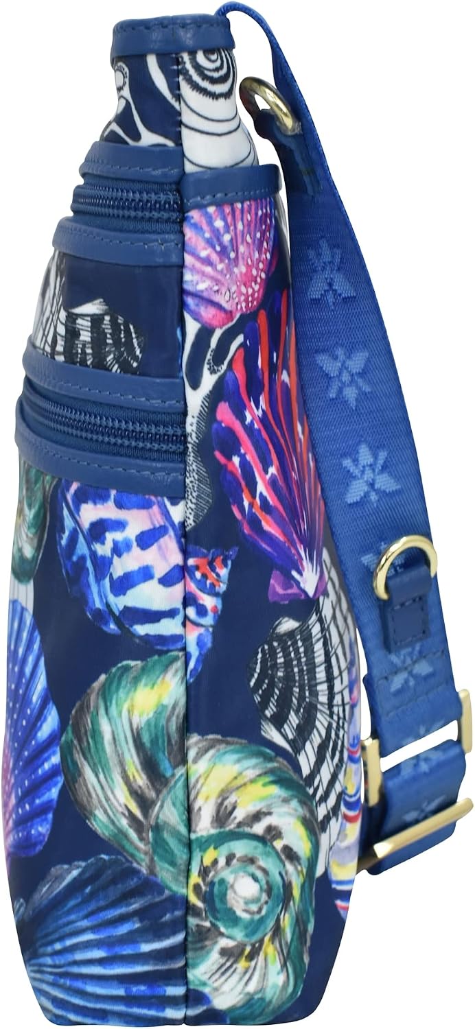 Anuschka Crossbody Tasche mit Einsteckfach - Wanderlust Kollektion - Nylonstoff mit Leder Trim und K