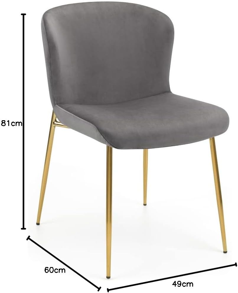 Julian Bowen Harper Esszimmerstuhl, 2 Stück, grau Grau und Gold, Grau und Gold