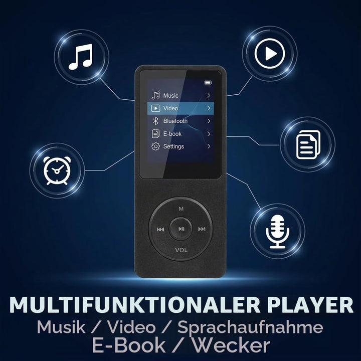 Bluetooth 5.3 MP3 Player mit Lautsprecher, 1,8 Zoll Bildschirm, Verlustfreier HiFi Bluetooth MP3 Pla