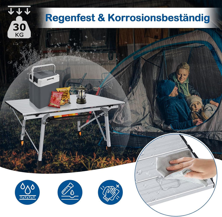 ACXIN Campingtisch Faltbar - Klapptisch Camping Tisch mit Aluminiumrahmen Aufrollbare - Tischplatte