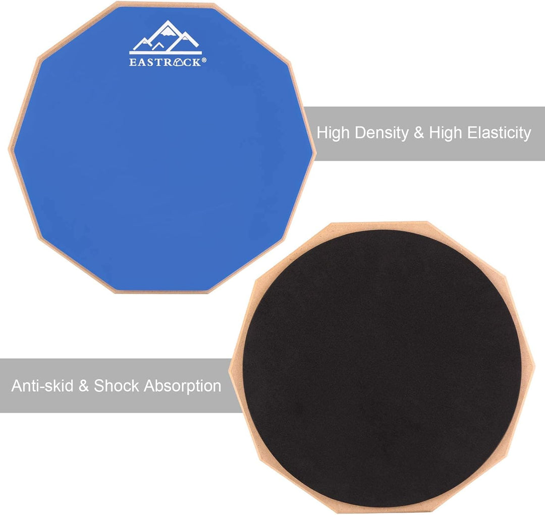 EASTROCK Übungspad, 27,9 cm, doppelseitig, Silent, Schlagzeug-Pad, Gummi Dumb Drum mit Drumsticks un