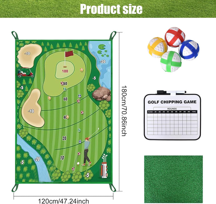 Golf Trainingsmatte Set, Golfspielset mit 16 Golfbällen und Scoreboard, Schlagmatte für Indoor und O