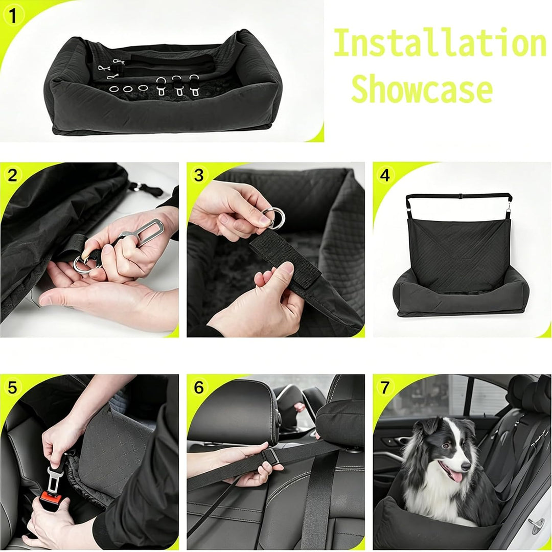 Hunde Autositz für Grosse Hunde Hundesitz Auto Rückbank 90x56x48cm mit Sicherheitsgurten Waschbarer
