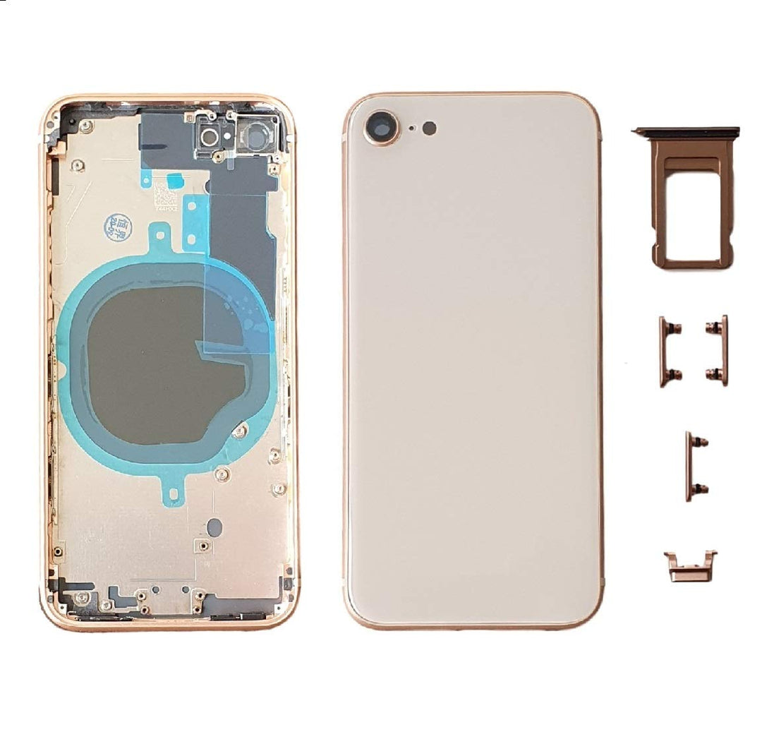 Smartex® Backcover aus Glas + Rahmen kompatibel mit iPhone 8 | Rückseite Cover + Frame (Gold) 8 Gold