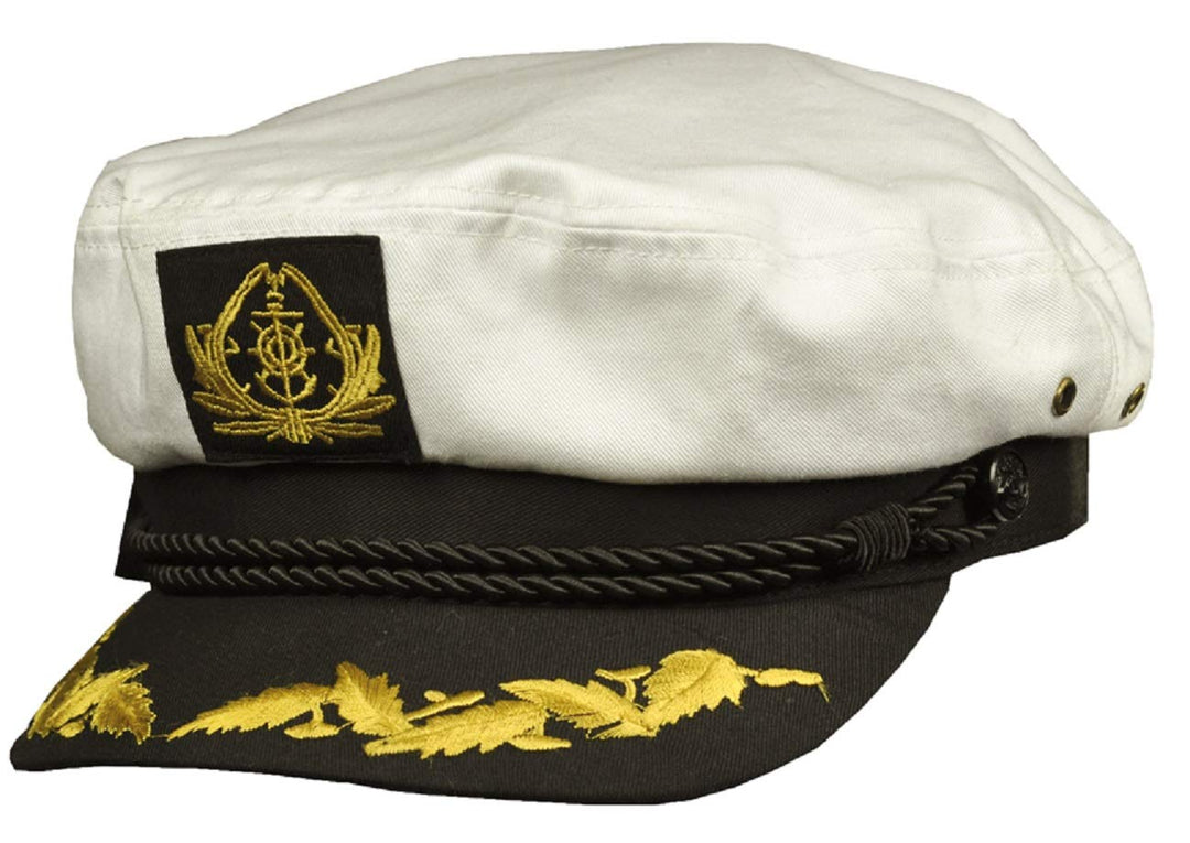 Balke Kapitänsmütze Premium Kapitäns Hut mit Anker und Stickerei Matrosenmütze Kapitäns-mütze 56 Wei