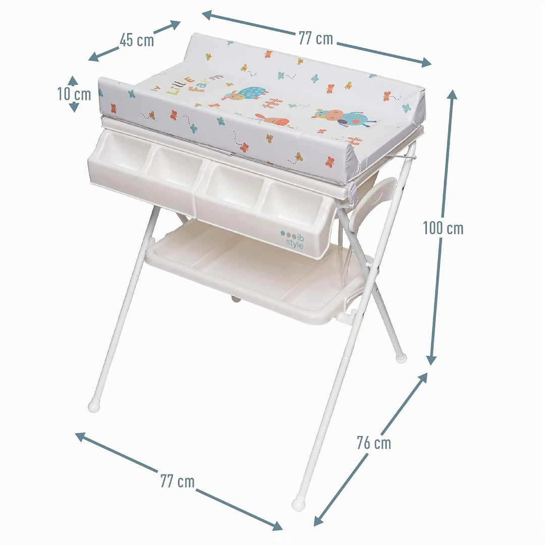 ib style® KOA Wickeltisch mit Badewanne | mobiler Wickeltisch | Klappbar |4 Dekore | MY LITTLE FARM