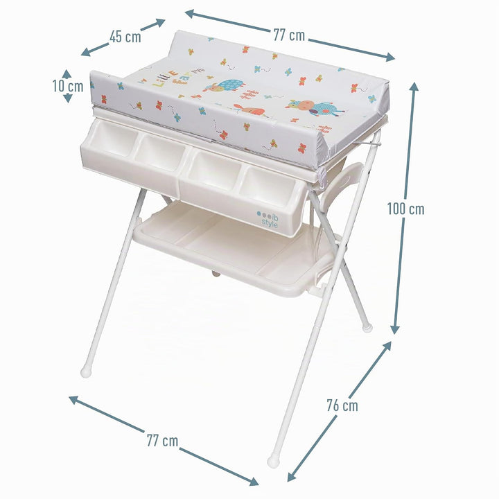 ib style® KOA Wickeltisch mit Badewanne | mobiler Wickeltisch | Klappbar |4 Dekore | MY LITTLE FARM