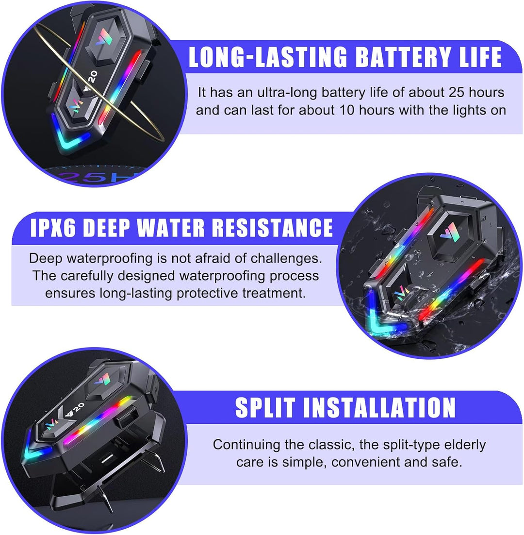 Motorradhelm Bluetooth Motorrad Helm Bluetooth Headset, Doppelte Geräuschreduzierung Headsets, RGB/F