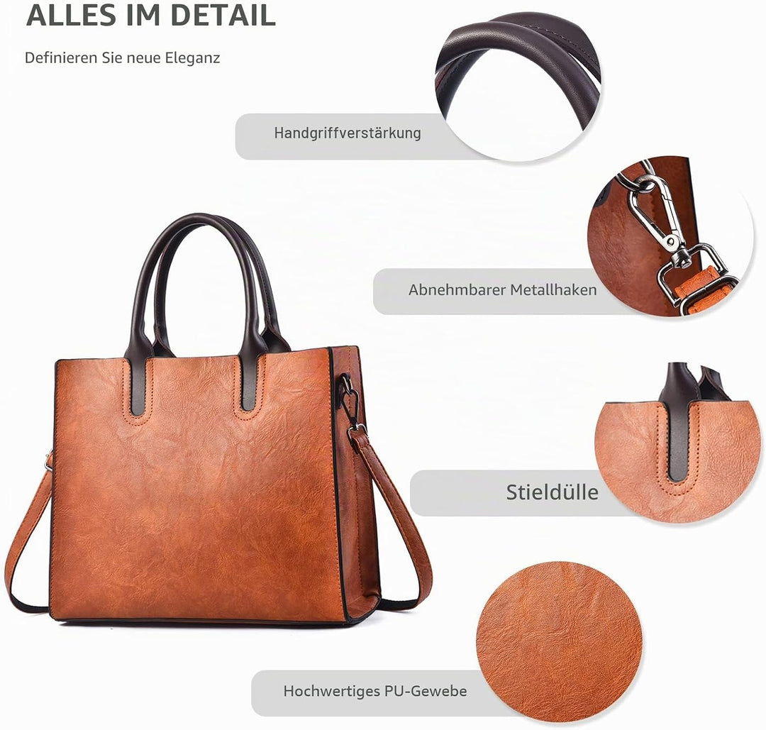 NICOLE &amp; DORIS Gross Handtasche Damen Shopper Tasche Umhängetasche Damen Gross Retro Schultertasche