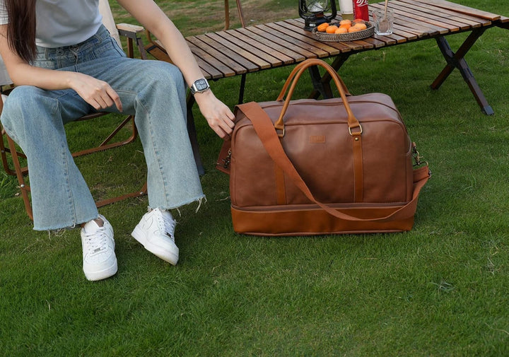BAOSHA Grosse Reisetasche aus Leder mit Schuhfach HB-38 Braun, Braun