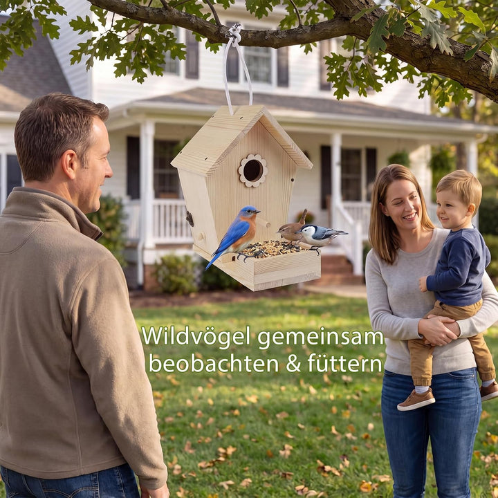 Vogelhaus Bausatz aus unbehandeltem Holz – Vogelhaus zum Bemalen für Kinder, Nistkasten & Futterstat