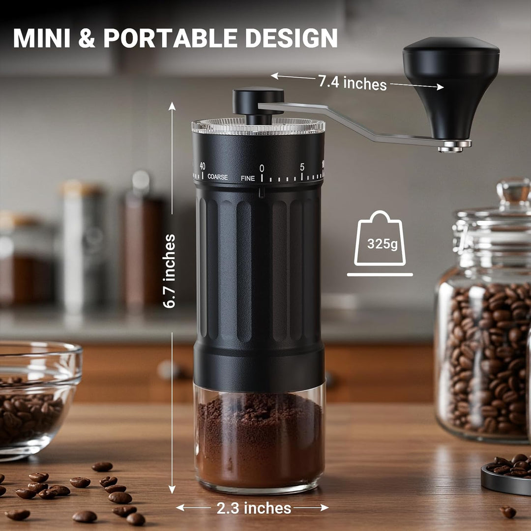 Mini Manuelle Kaffeemühle mit 40 einstellbaren Stufen, Tragbare Manuelle Handkaffeemühle mit 30g Kap
