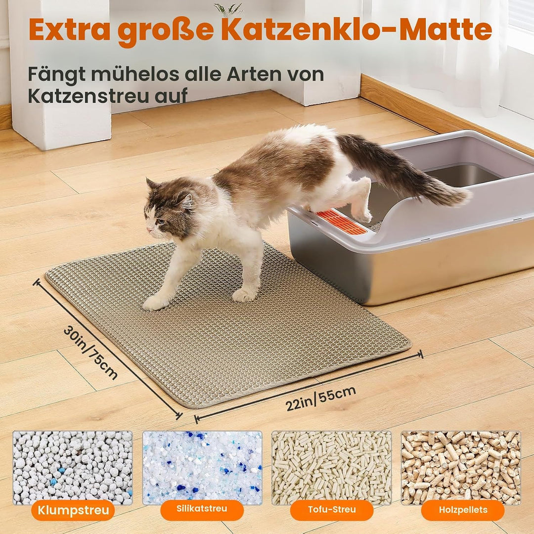 Katzenklo Matte, 75x55cm Grosser Doppelschichtiger Katzenklo Unterleger, wasserdichte Langlebige Ent