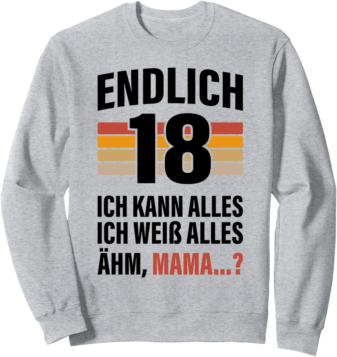 18. Geburtstag Jungen Mädchen Endlich 18 Sweatshirt
