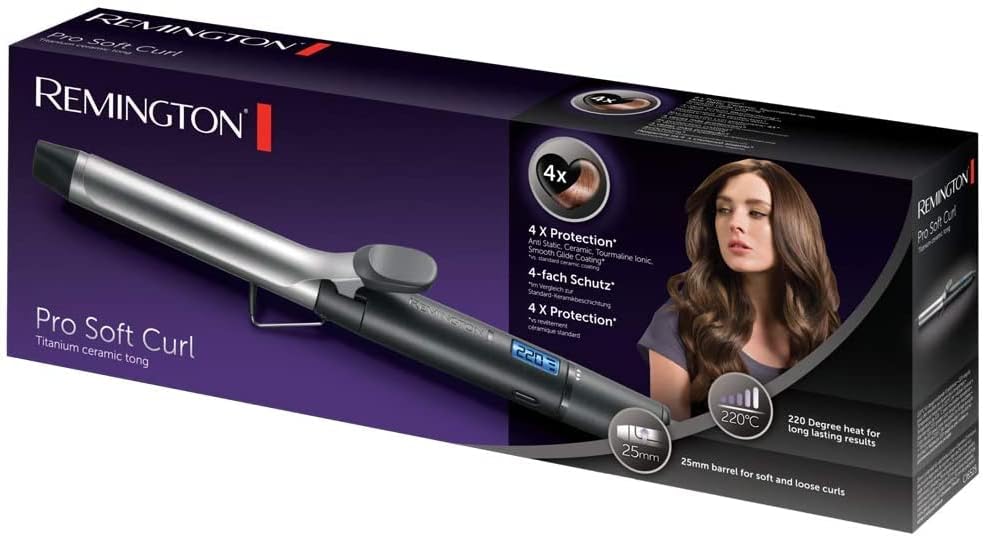 Remington Lockenstab [25mm] Pro Soft Curl Digital (4-facher Schutz, antistatische Keramik-Turmalin-B