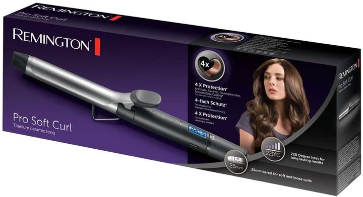 Remington Lockenstab [25mm] Pro Soft Curl Digital (4-facher Schutz, antistatische Keramik-Turmalin-B