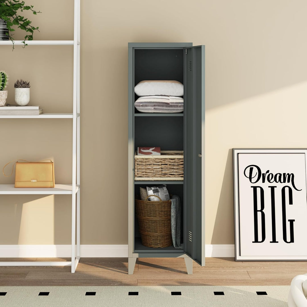 [en.casa] Einzelspind Kurikka Metallspind mit 2 Ablagen 137 x 38 x 38 cm abschliessbar Schliessfachs