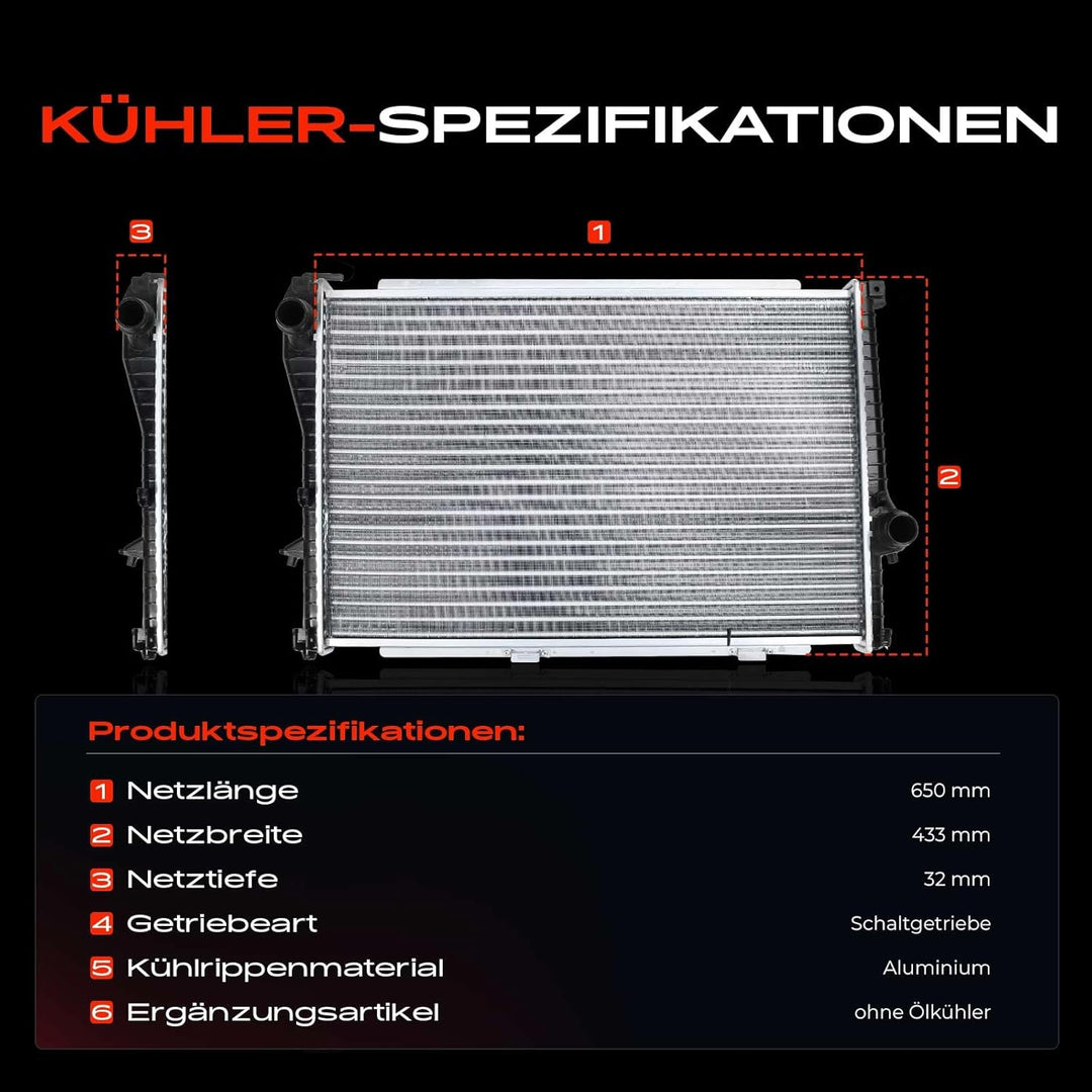 Frankberg Kühler Wasserkühler Motorkühler Schaltgetriebe Kompatibel mit 5er E39 520 523 525 528 530
