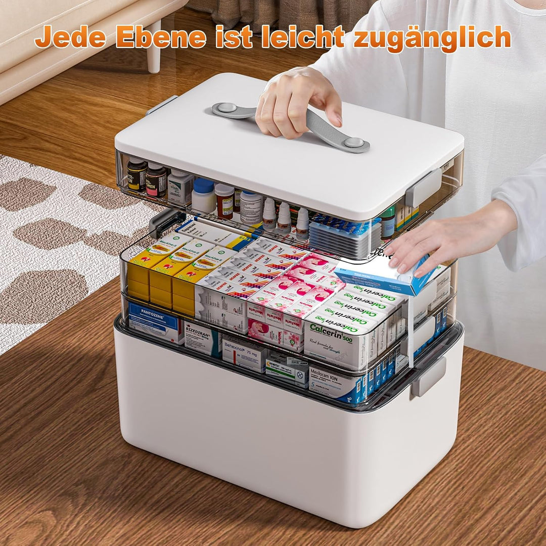 MOPUP vierlagige Medikamentenaufbewahrungsbox, 37x23x32 cm, mit Tragegriff, multifunktionaler Medika