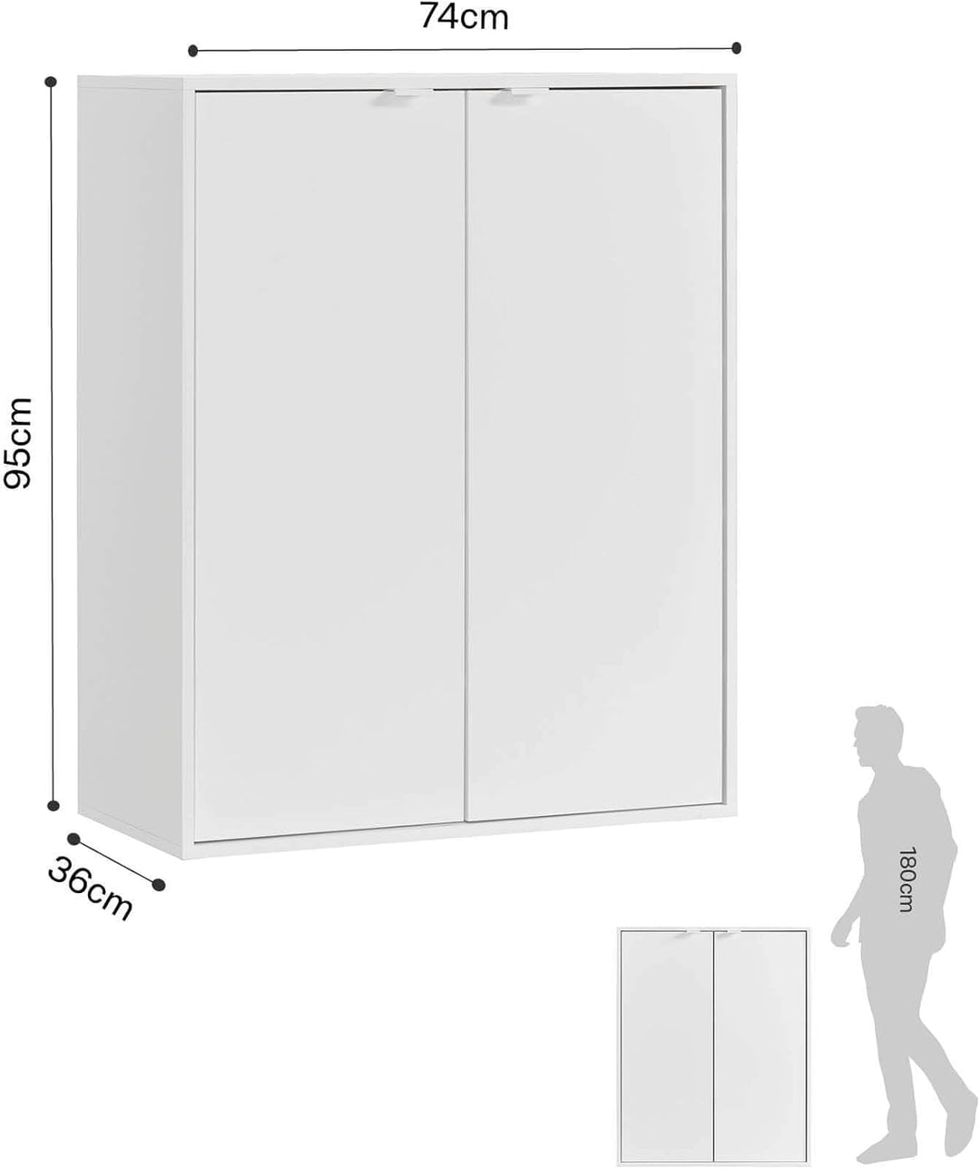 mokebo Schuhschrank 'Der Concierge' (74x95 cm) aus Holz, Schuhregal mit Zwei Türen, Aufbewahrungssch