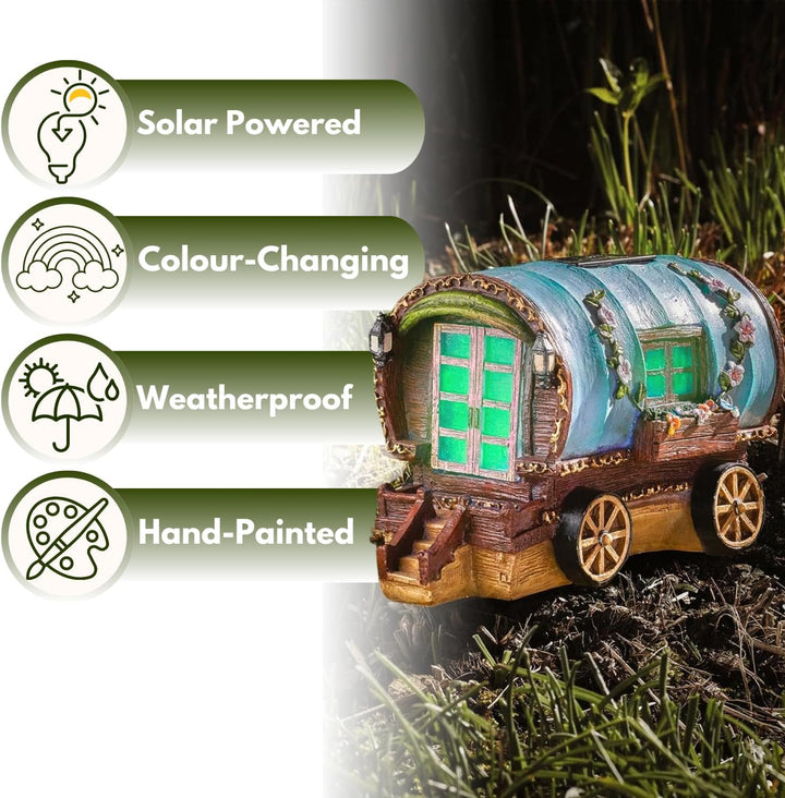 Garten Mile® beleuchtetes Feenhaus für draussen, solarbetrieben, Solarlicht, Pilz, Gartenzwerg, Feen