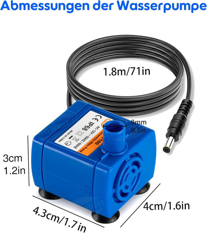Haustier Wasserpumpe Ersatzpumpe für Blumen Katzenbrunnen, Mini Super Leise Elektrische Wasser Pumpe
