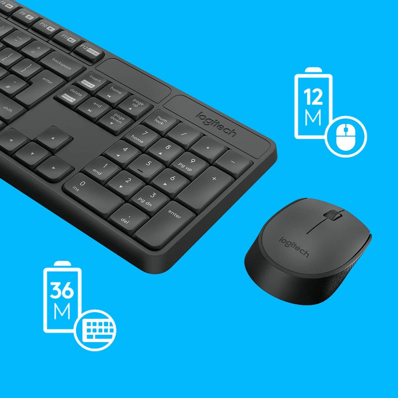 Logitech MK235 Kabelloses Set mit Tastatur und Maus für Windows, Portugiesisches QWERTY-Layout - Gra