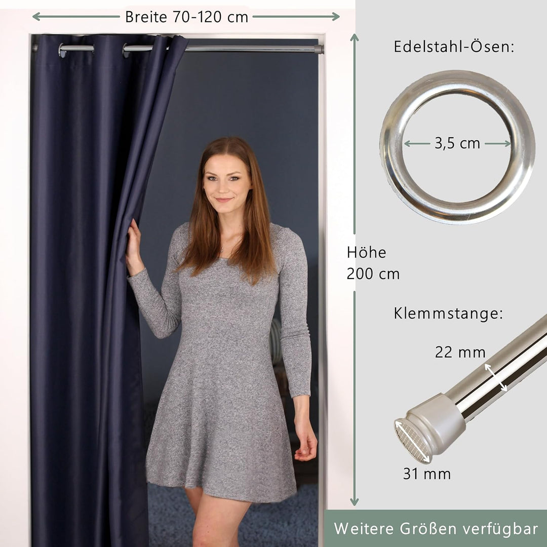 tinycurtains, Türvorhang mit Teleskopstange, einfache Montage in nur 1 Minute ohne Bohren (Türvorhan