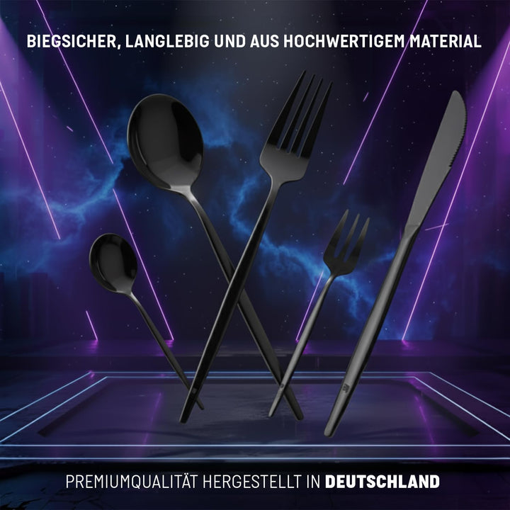 Premium Besteckset, 30-teilig, Gold, Edelstahl, Spülmaschinenfest, Elegantes Design, Tafelbesteck fü