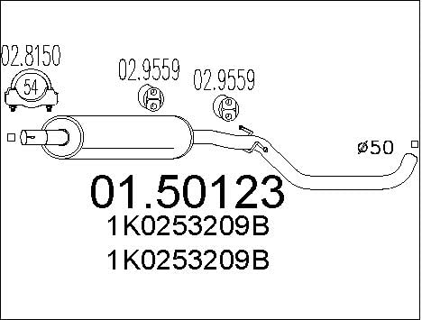 MTS Company 01.50123 Mittelschalldämpfer