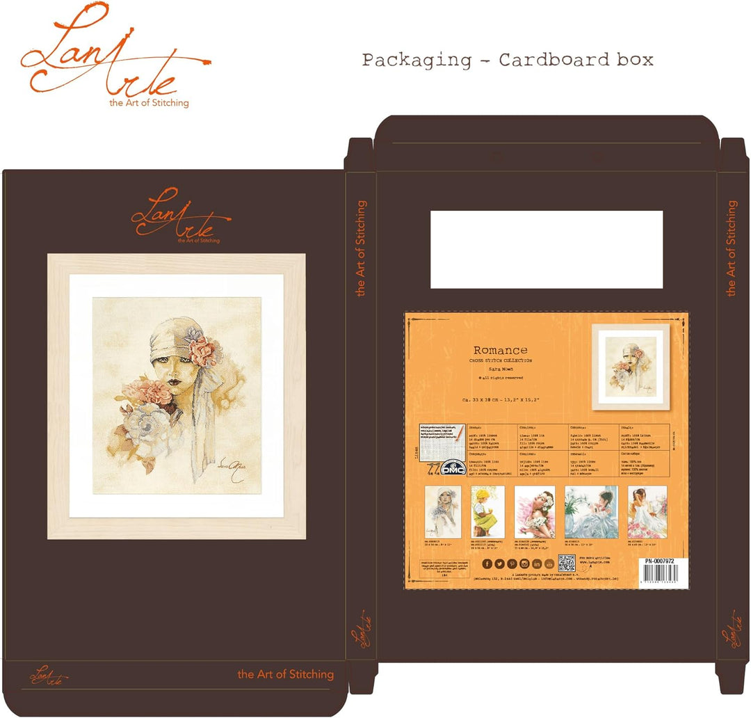 Lanarte Zählmusterpackung Sara Moon Leinen Kreuzstichpackung, Baumwolle, Mehrfarbig, 33 x 38 x 0.3 c