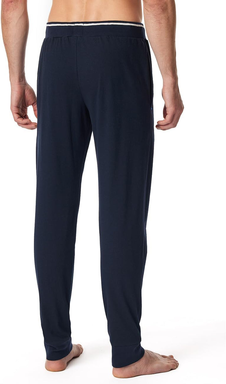 Schiesser Herren Schlafhose lang mit Bündchen - Mix + Relax - Organic Cotton 56 Nachtblau_182183, 56