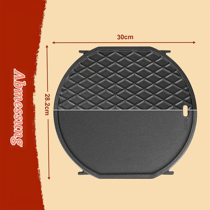 Denmay 30cm Gusseisen Grillplatte für Weber Gourmet BBQ System, Rund Gusseisen Grillpfanne Ersatztei
