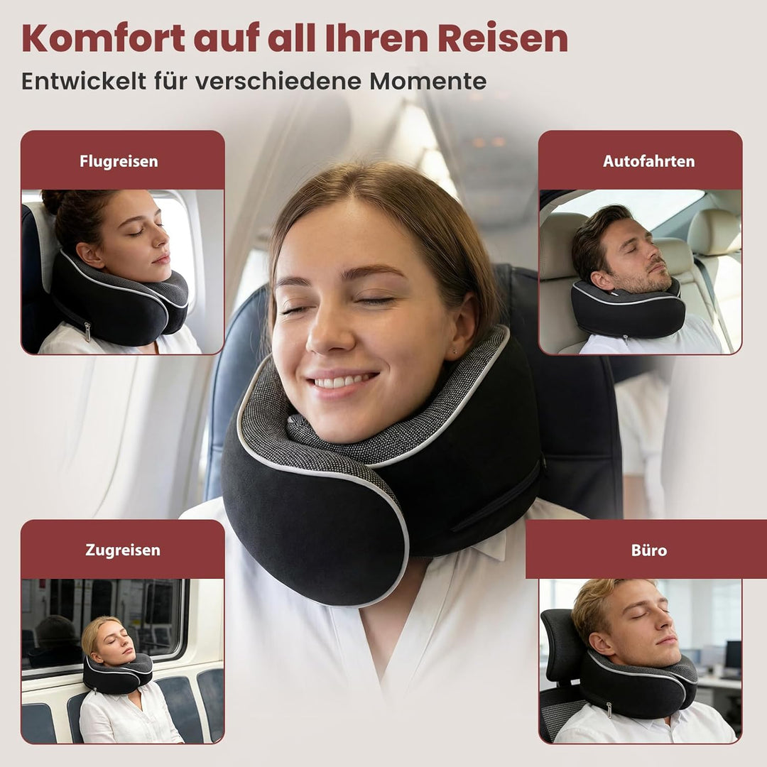 COSYLAND Nackenkissen Flugzeug & Auto - 360° Support Memory Foam Reisekissen Verstellbar - Ergonomis