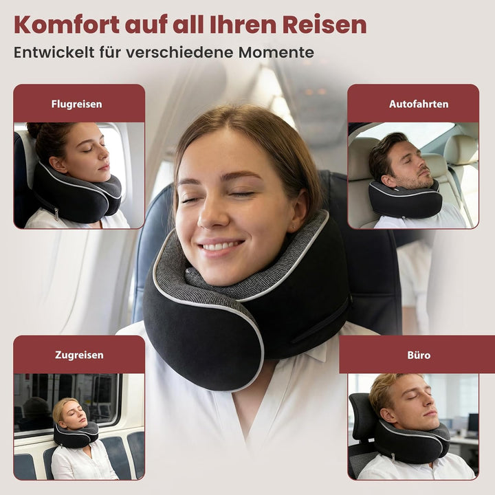 COSYLAND Nackenkissen Flugzeug & Auto - 360° Support Memory Foam Reisekissen Verstellbar - Ergonomis