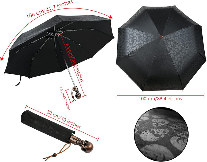 DS. DISTINCTIVE STYLE UV Regenschirm Totenkopf Sonnenschirm Faltschirm Automatisches Öffnen und Schl