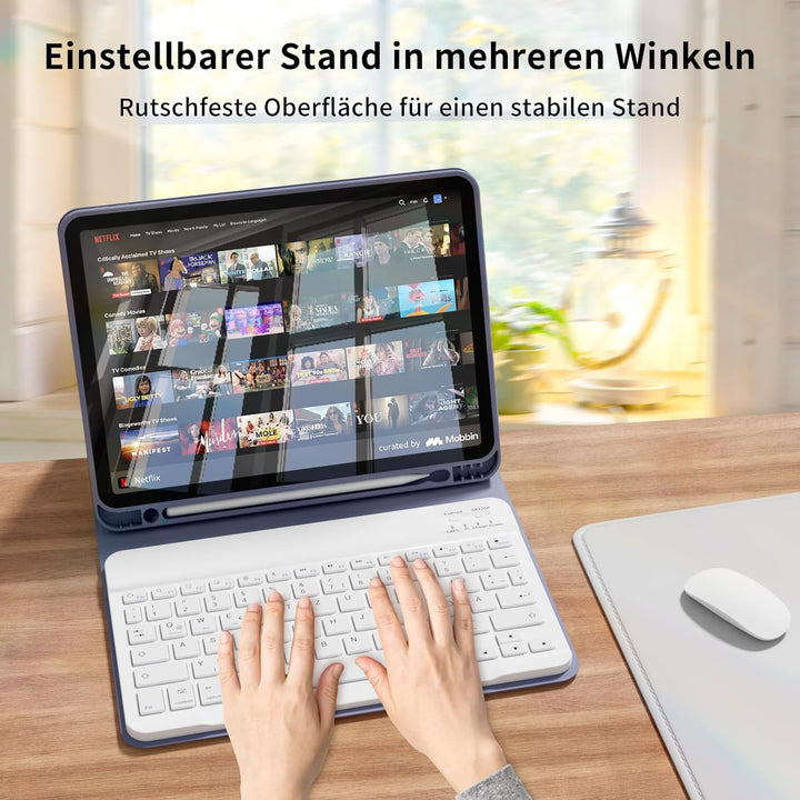 Hülle mit Tastatur für iPad Air 11 Zoll M4/M3/M2 (2026/2025/2024), iPad Air 5 4 2022/2020 10,9 Zoll,